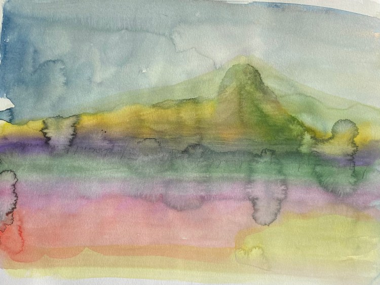 Lyrical Landscape Water colour sketch, Painting, Nicolas C James, Acrylic & Mixed Media on Paper