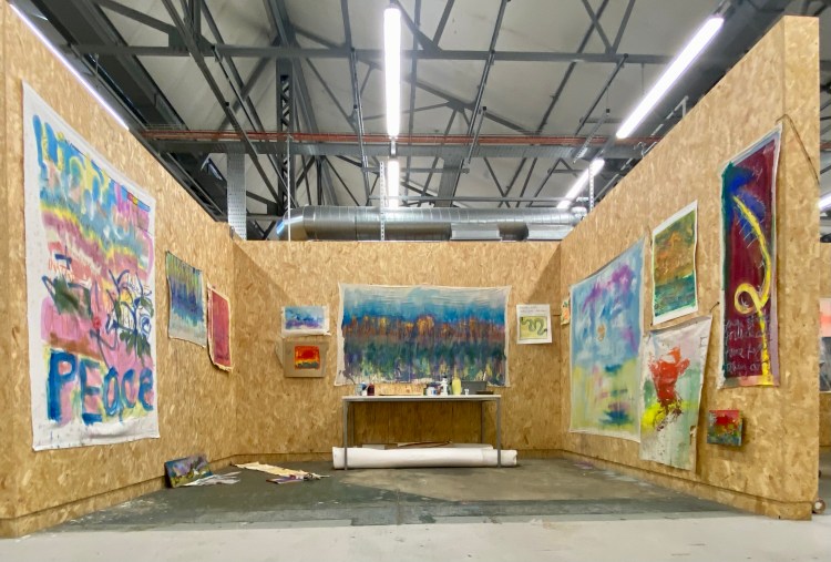 Various Paintings in my MA studio, Coventry, Nicolas C James