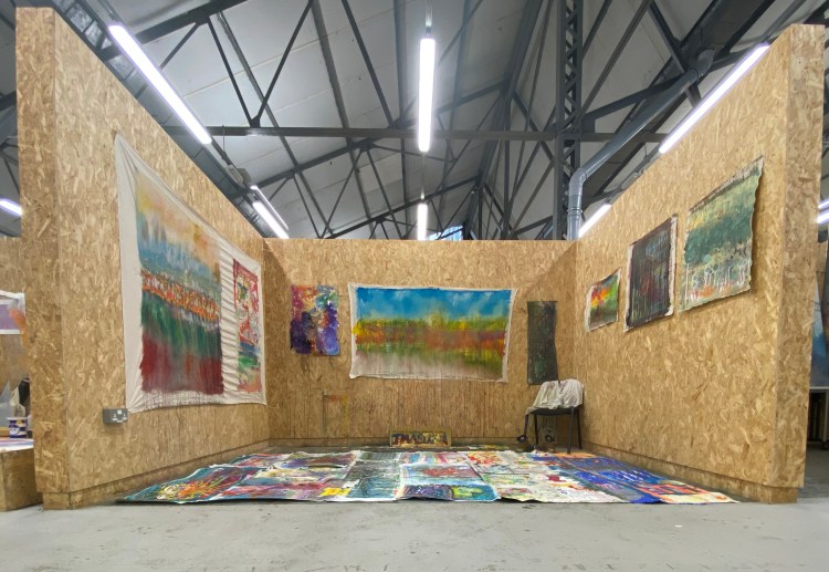 Various Paintings in my MA studio, Coventry, Nicolas C James